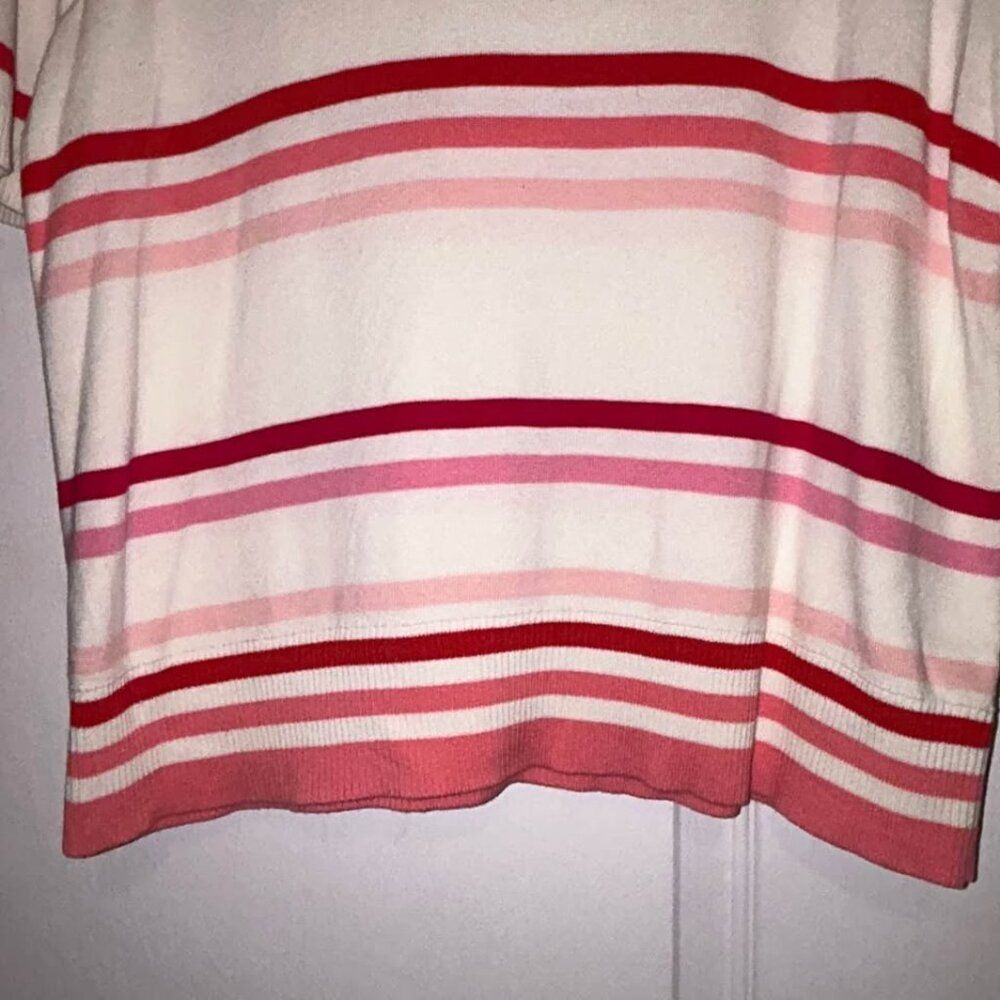 Talbots elbow sleeve pink and ivory stripe sweater top woman's size XLP - Picture 5 of 7